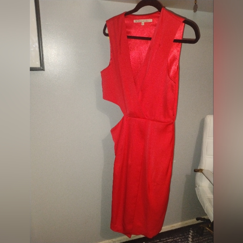 RACHEL Rachel Roy Cut-Out Sleeveless Midi Dress in Red Sz 10 NWT - Picture 6 of 7